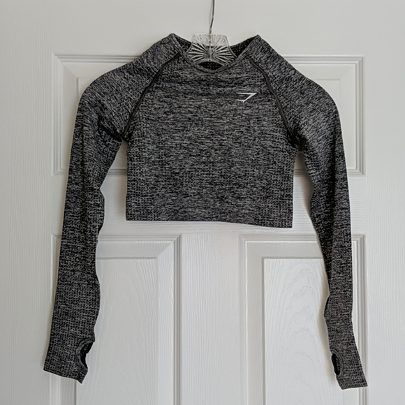 Gymshark Gray Vital Seamless Long Sleeve Crop Top - Picture 3 of 7